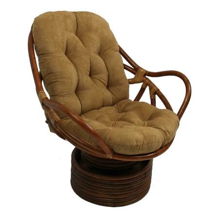 INTERNATIONAL CARAVAN Rattan Swivel Rocker with Micro Suede Cushion, Camel 3310-MS-CM